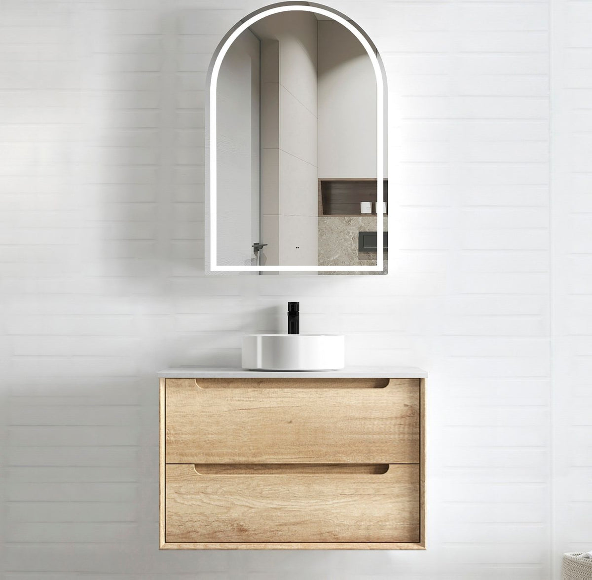 Otti Byron Wall Hung Vanity | Natural Oak