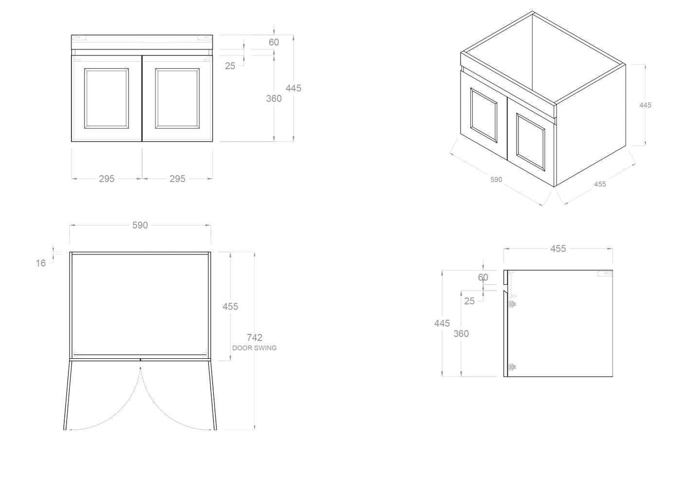 Otti Hampton Mark II Wall Hung Vanity | Satin Black