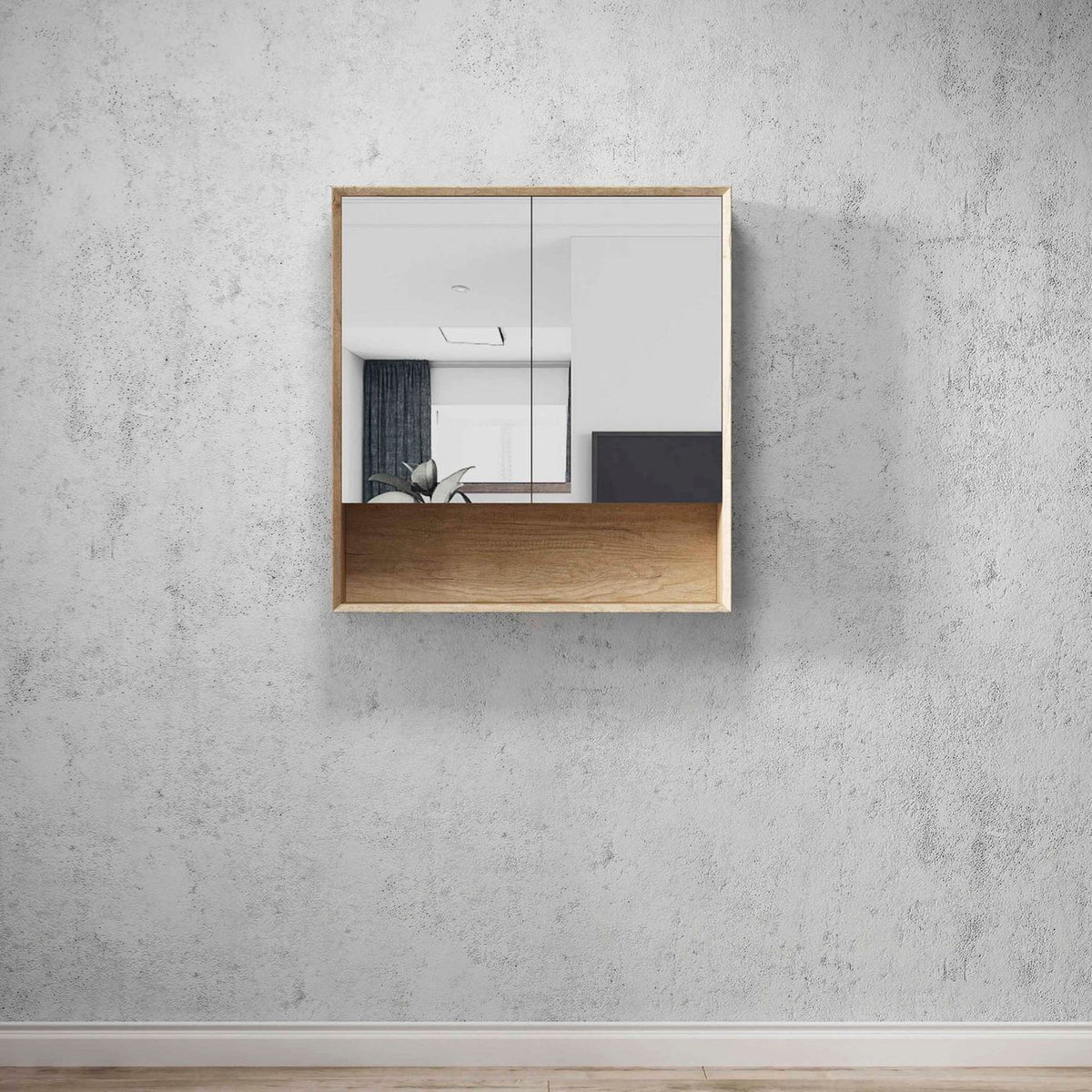 Otti Byron Shaving Cabinet With Shelf | Natural Oak & Woodland Oak