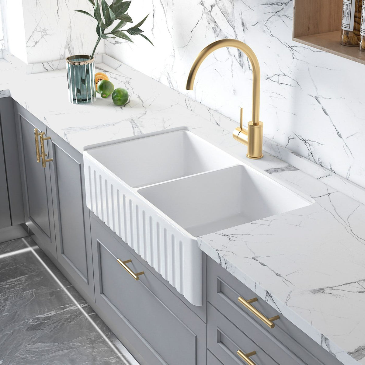 Otti Boston Butler Sink | 853x461x255 MM Double Bowl