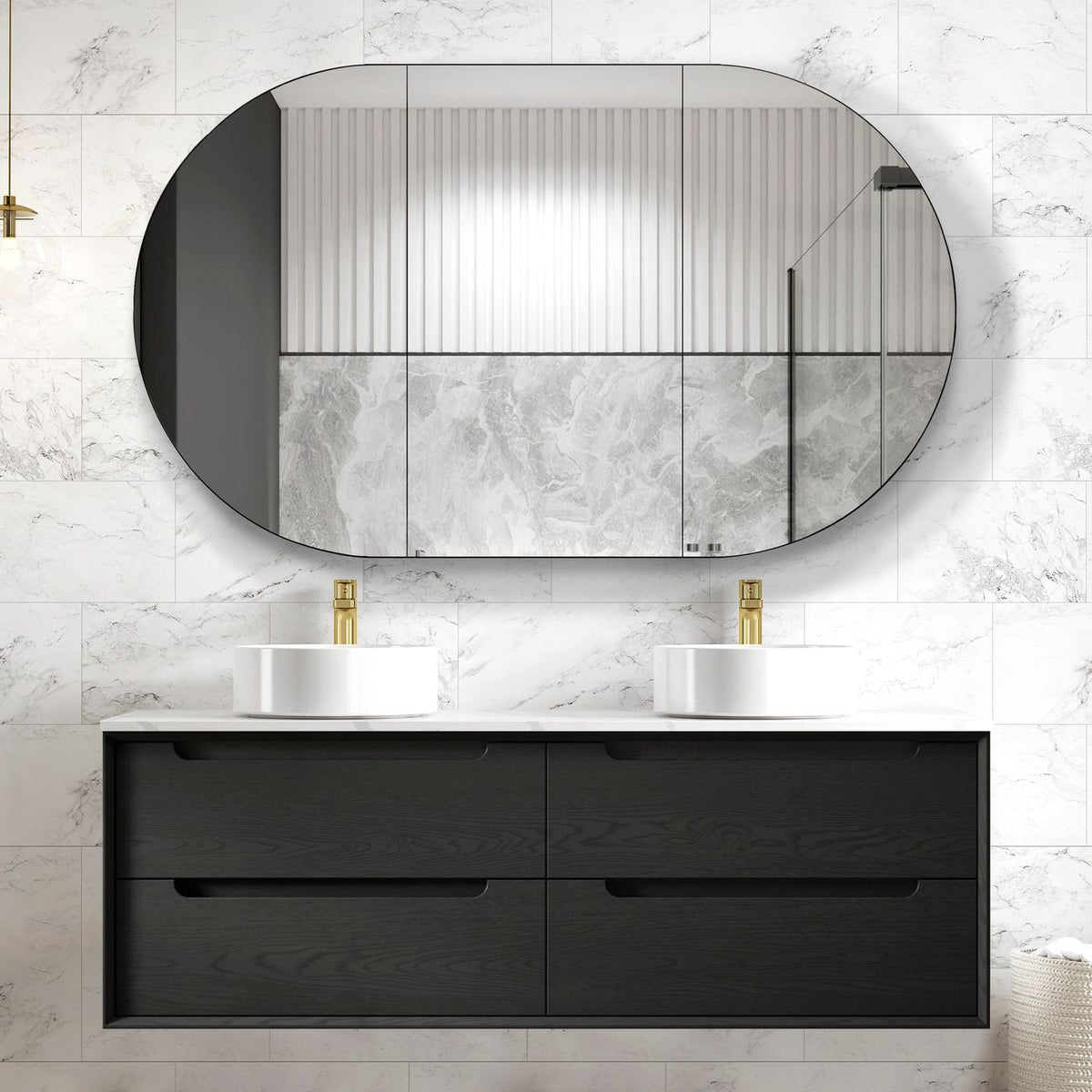 Otti Byron Wall Hung Vanity | Black Oak