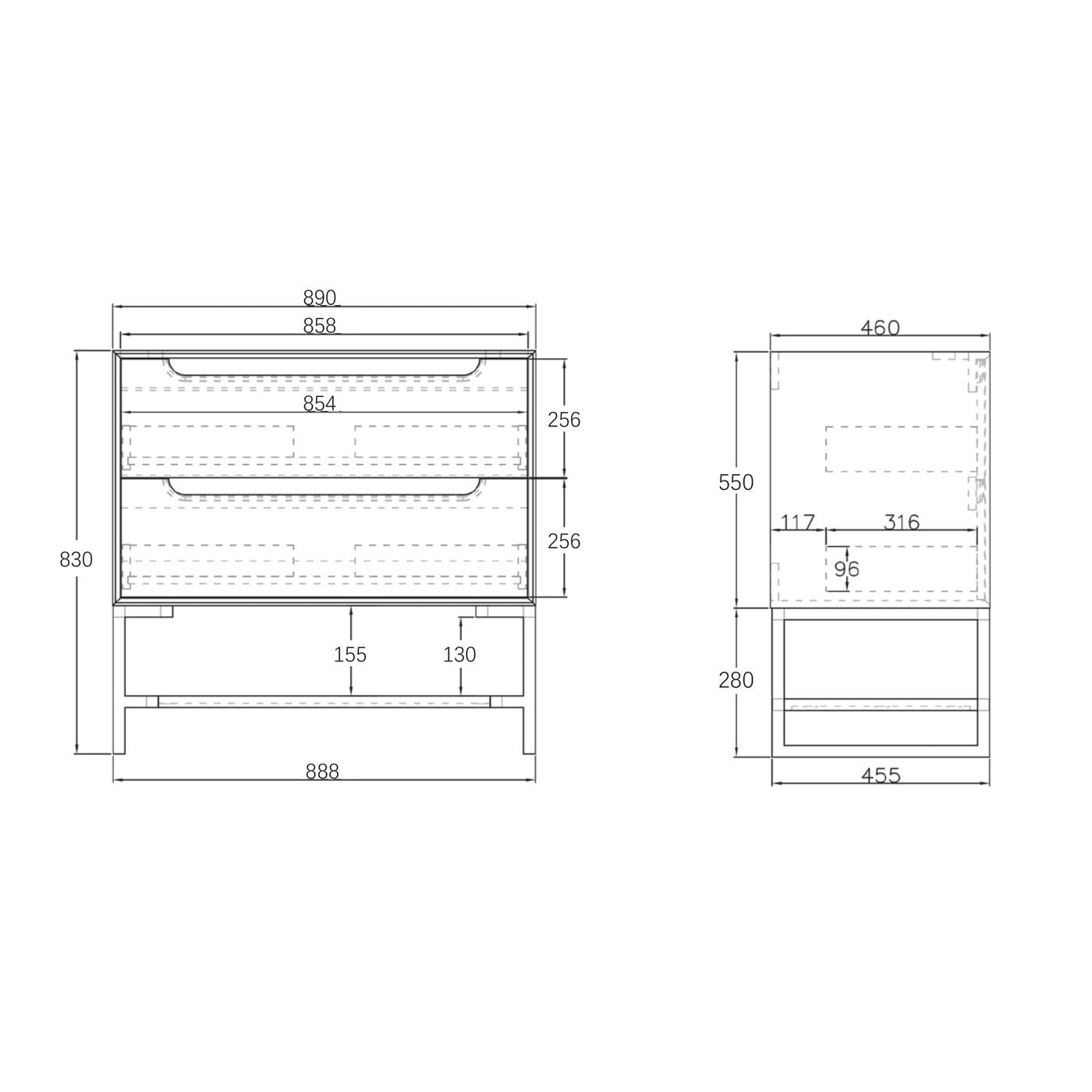 Otti Byron Vanity Freestanding Legs