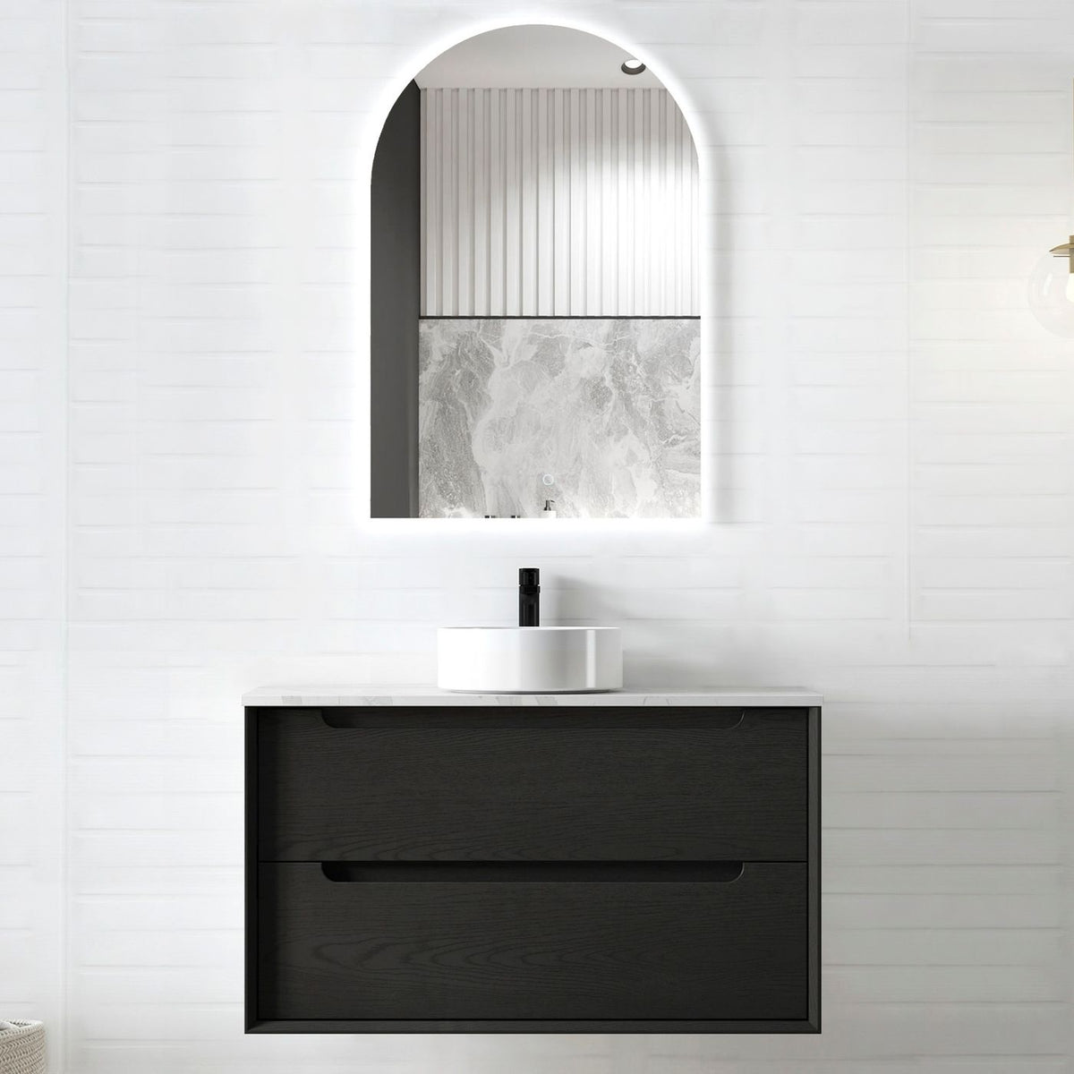 Otti Byron Wall Hung Vanity | Black Oak