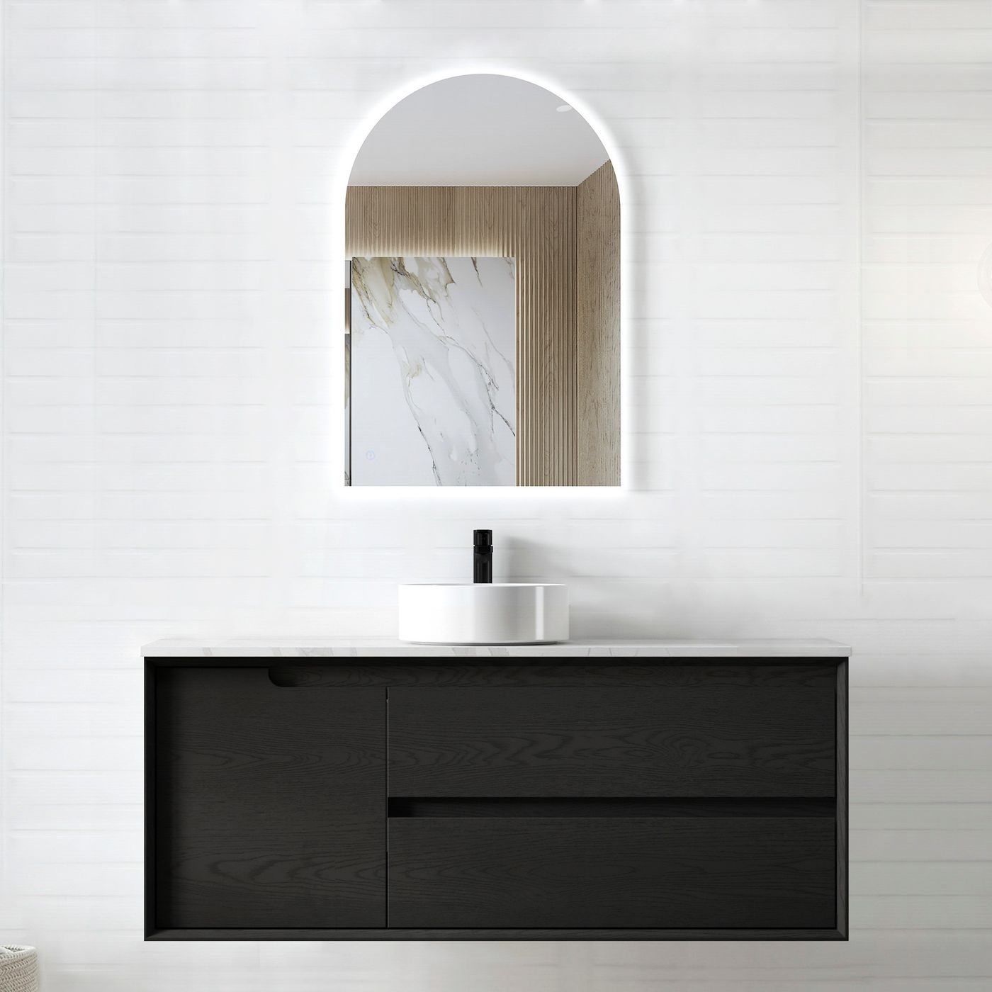 Otti Byron Wall Hung Vanity | Black Oak