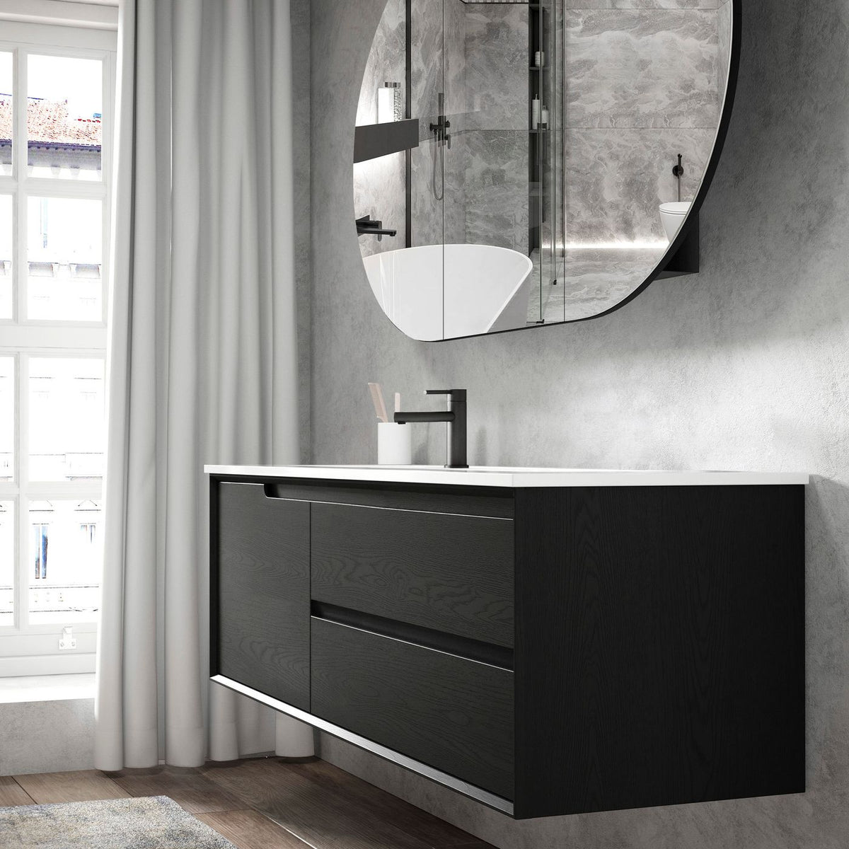 Otti Byron Wall Hung Vanity | Black Oak