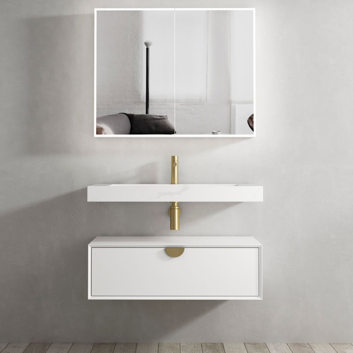 Otti Moonlight Wall Hung Vanity Cabinet | Matte White