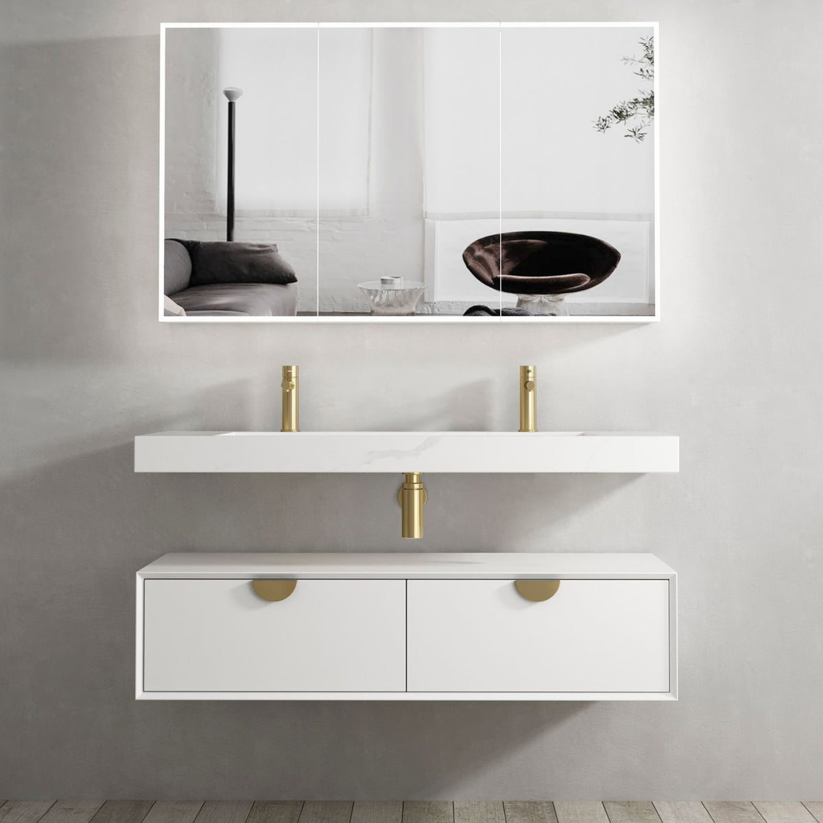 Otti Moonlight Wall Hung Vanity Cabinet | Matte White