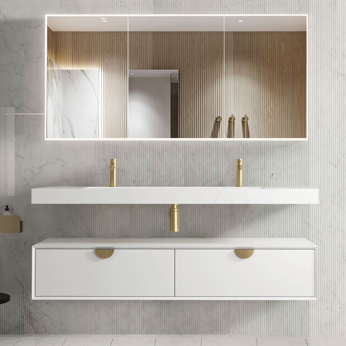 Otti Moonlight Wall Hung Vanity Cabinet | Matte White