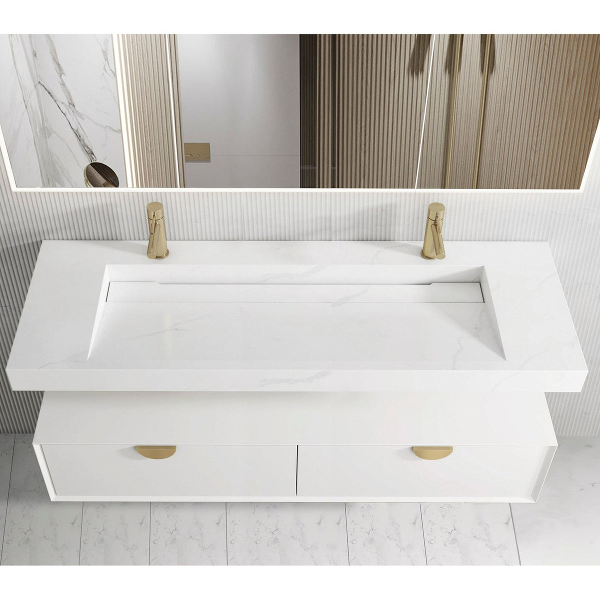 Otti Moonlight Wall Hung Vanity Cabinet | Matte White