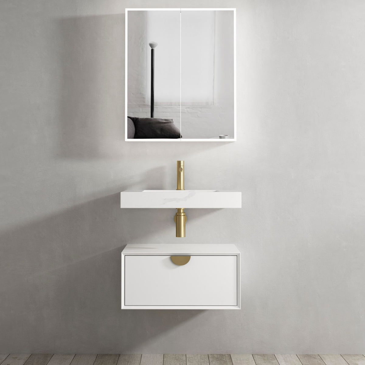 Otti Moonlight Wall Hung Vanity Cabinet | Matte White