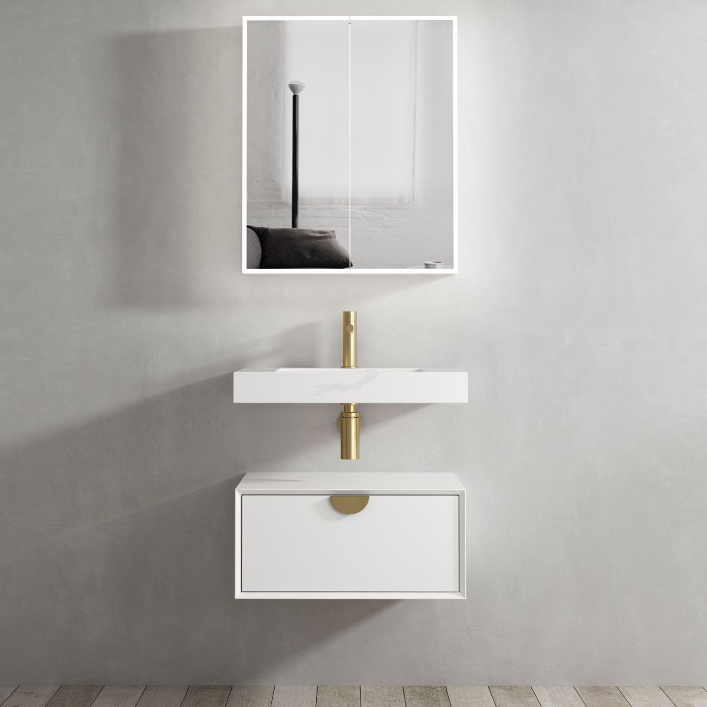 Otti Moonlight Wall Hung Vanity Cabinet | Matte White