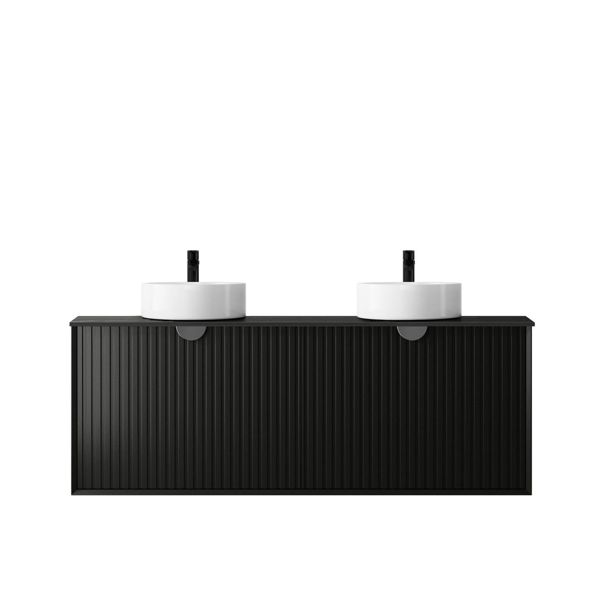Otti Marlo Fluted Wall Hung Vanity | Matte Black