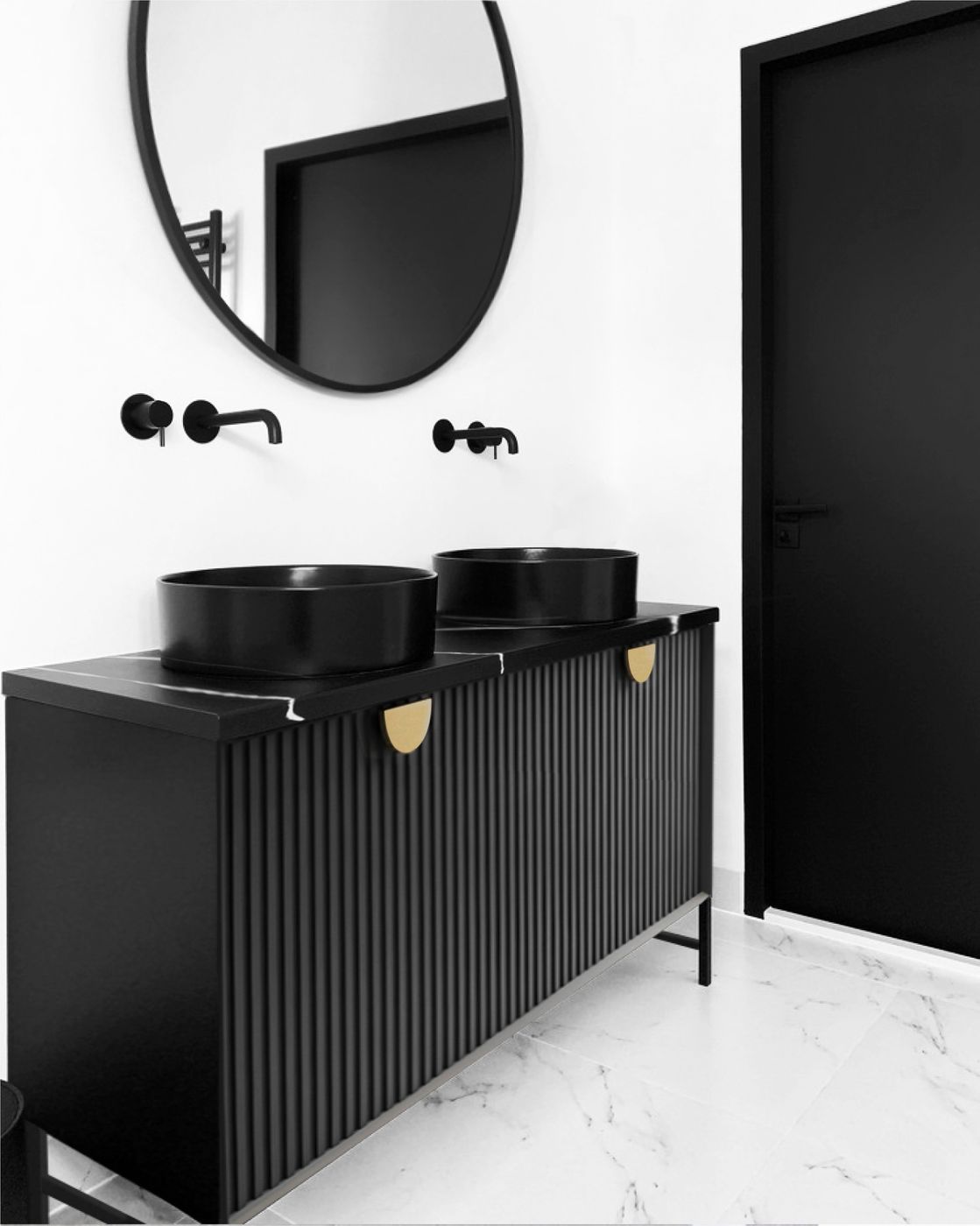 Otti Marlo Fluted Wall Hung Vanity | Matte Black