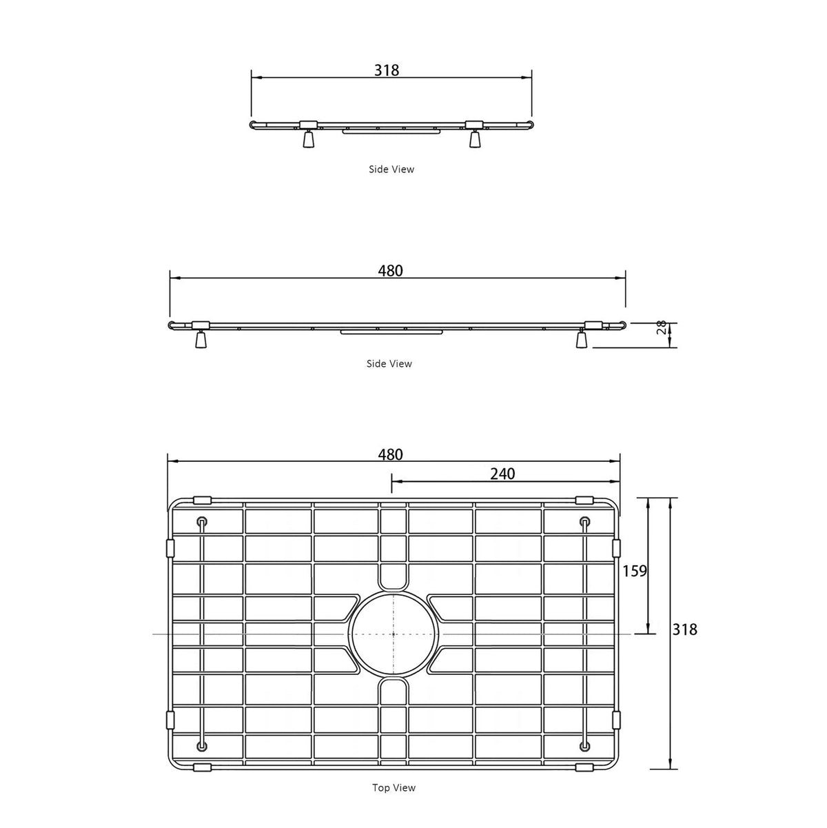 Otti Stainless Steel Protective Grid for Hampshire Butler Sink 616mm