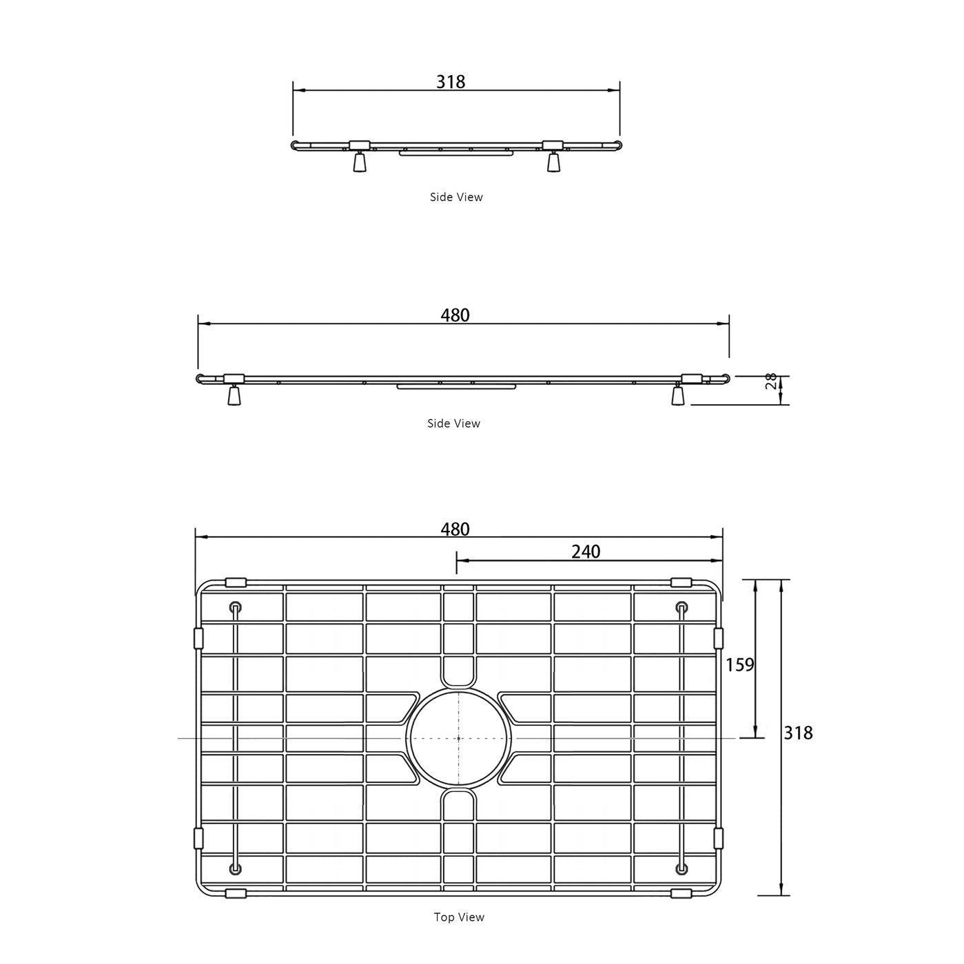 Otti Stainless Steel Protective Grid for Hampshire Butler Sink 616mm