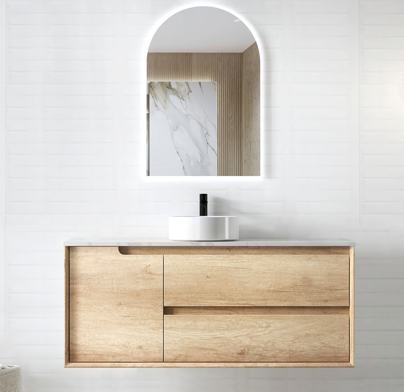 Otti Byron Wall Hung Vanity | Natural Oak