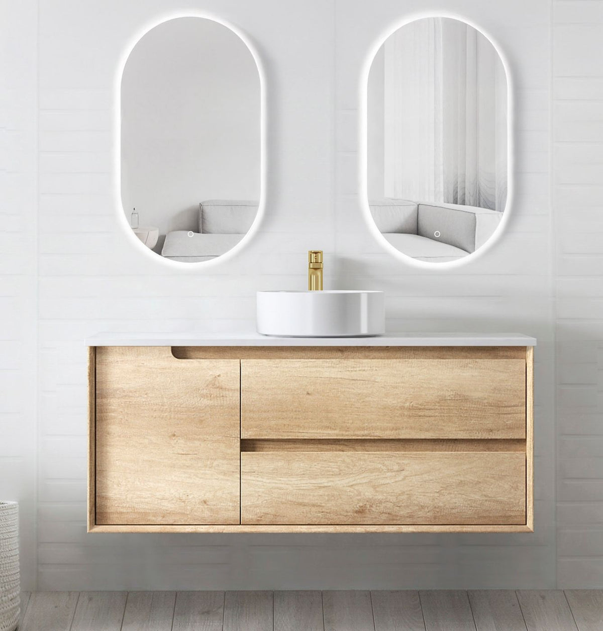 Otti Byron Wall Hung Vanity | Natural Oak