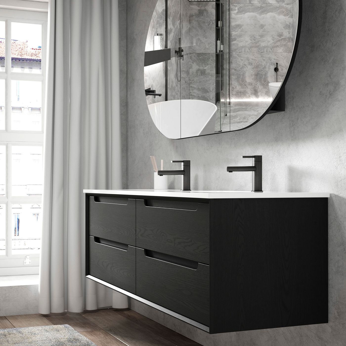 Otti Byron Wall Hung Vanity | Black Oak