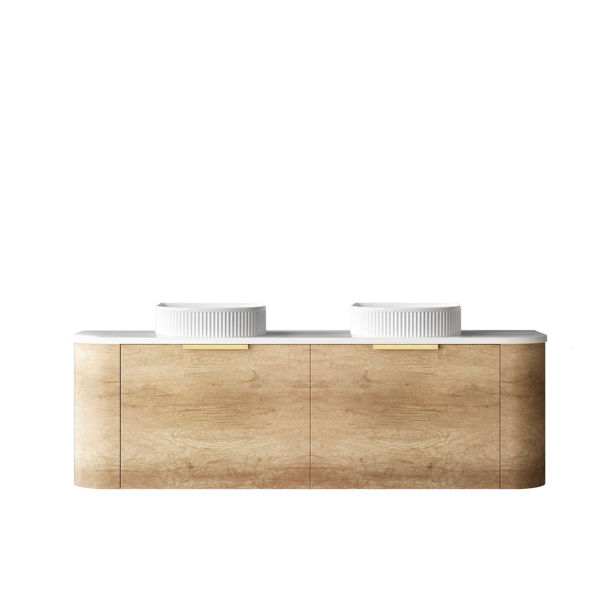 Otti Bondi Wall Hung Curve Vanity | Natural Oak & Black Oak