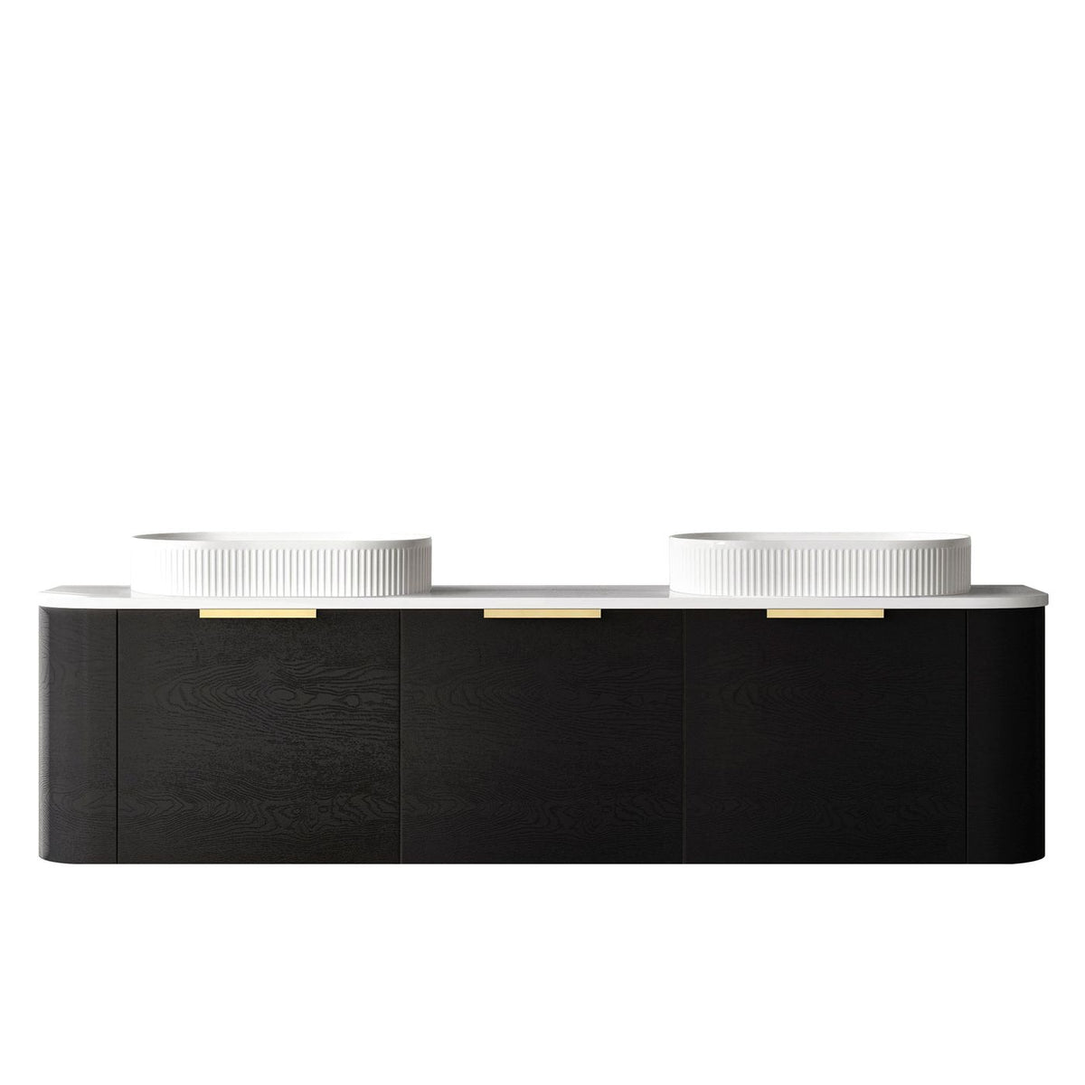 Otti Bondi Wall Hung Curve Vanity | Natural Oak & Black Oak