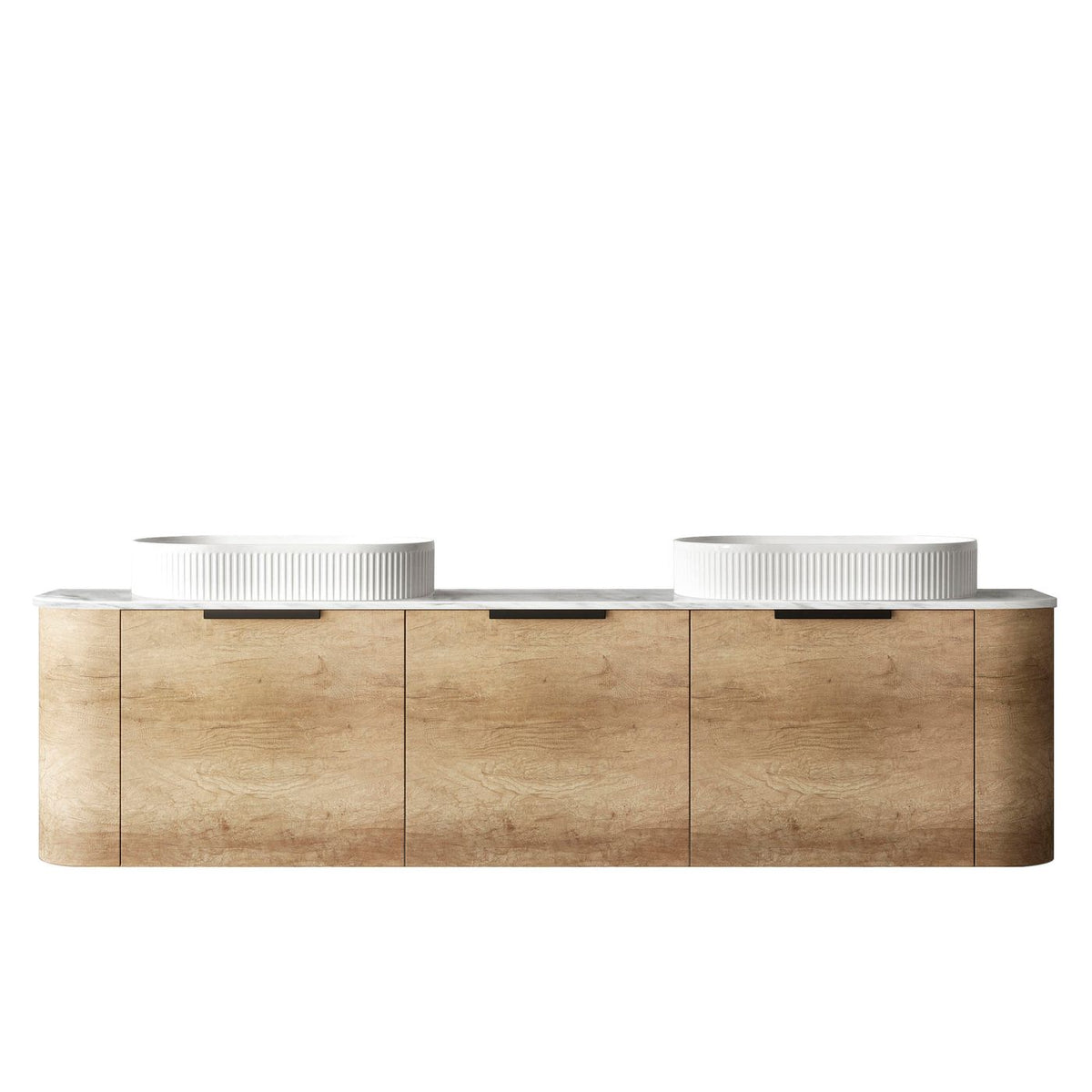 Otti Bondi Wall Hung Curve Vanity | Natural Oak & Black Oak