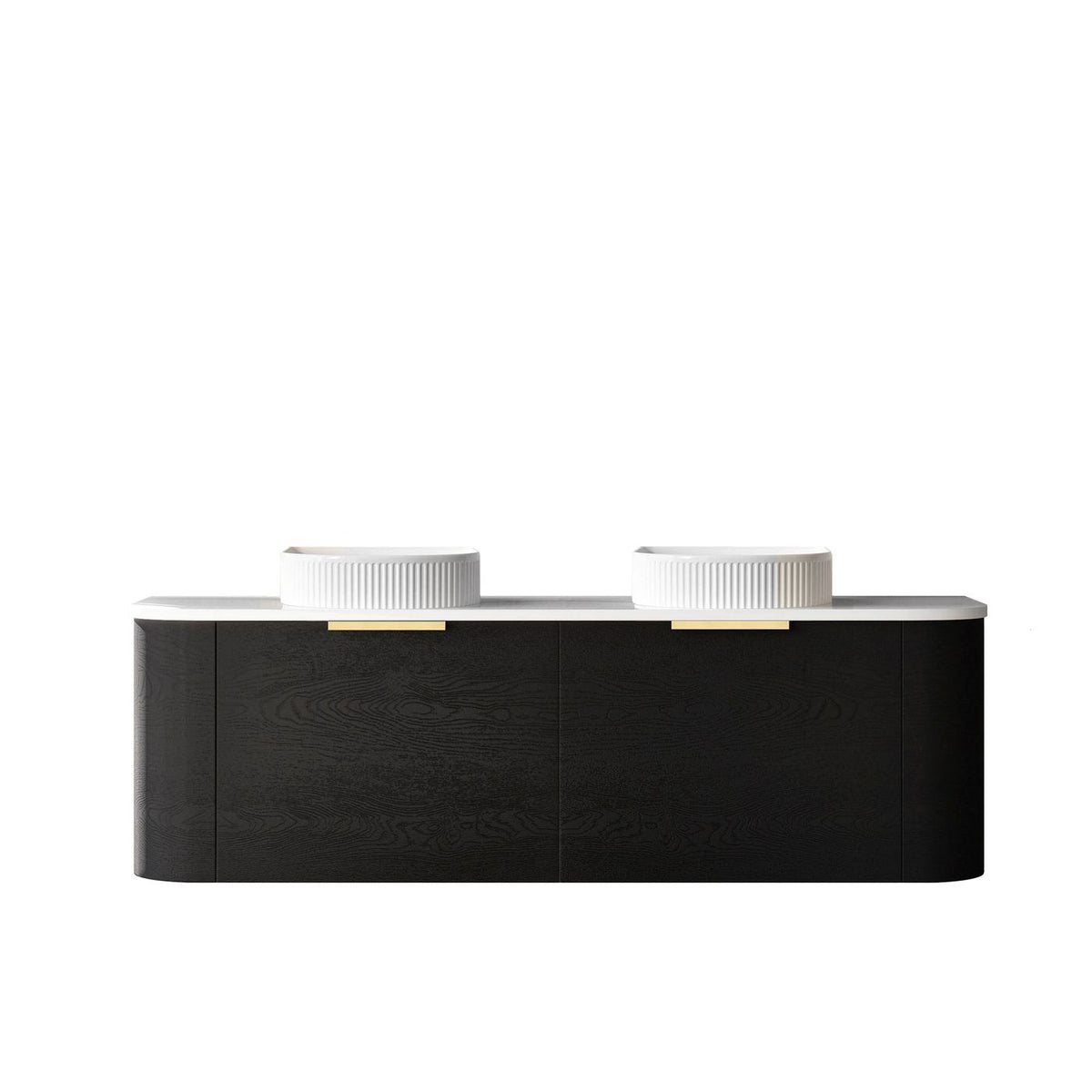 Otti Bondi Wall Hung Curve Vanity | Natural Oak & Black Oak
