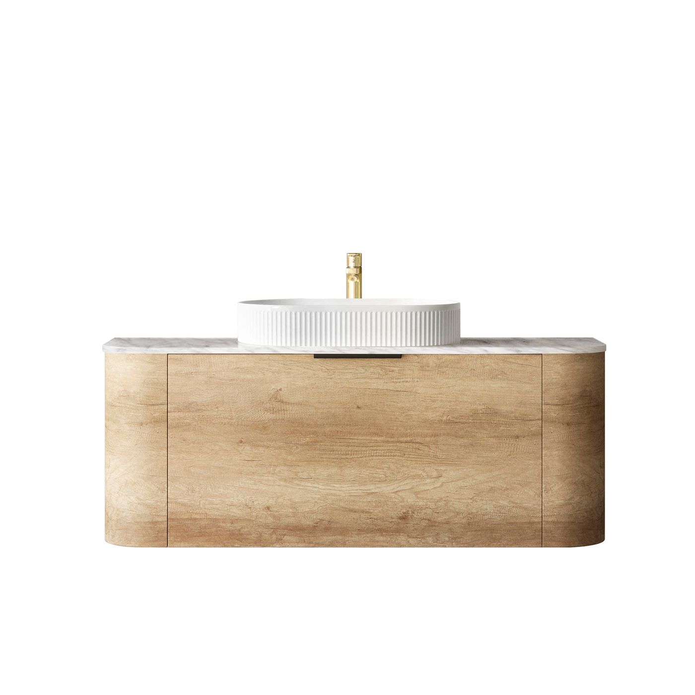 Otti Bondi Wall Hung Curve Vanity | Natural Oak & Black Oak