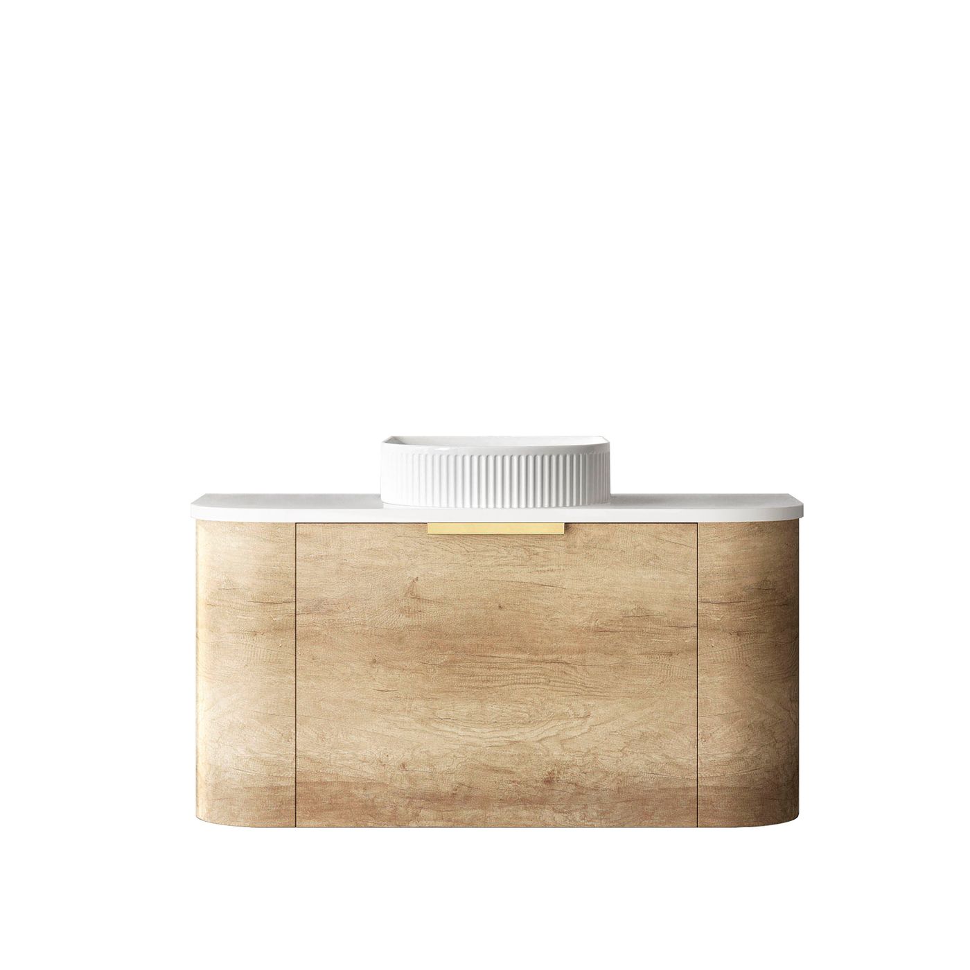 Otti Bondi Wall Hung Curve Vanity | Natural Oak & Black Oak