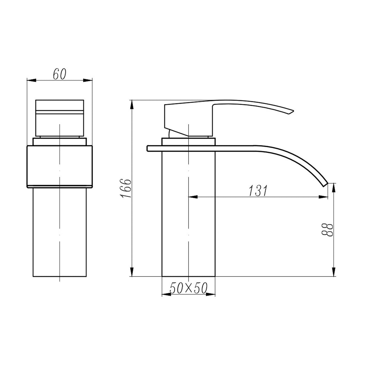 CASCADE Chrome Waterfall Basin Mixer