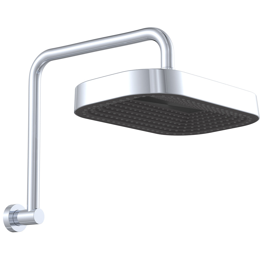 Fienza Kuro Gooseneck Shower Arm Set, Soft Square Head, Chrome