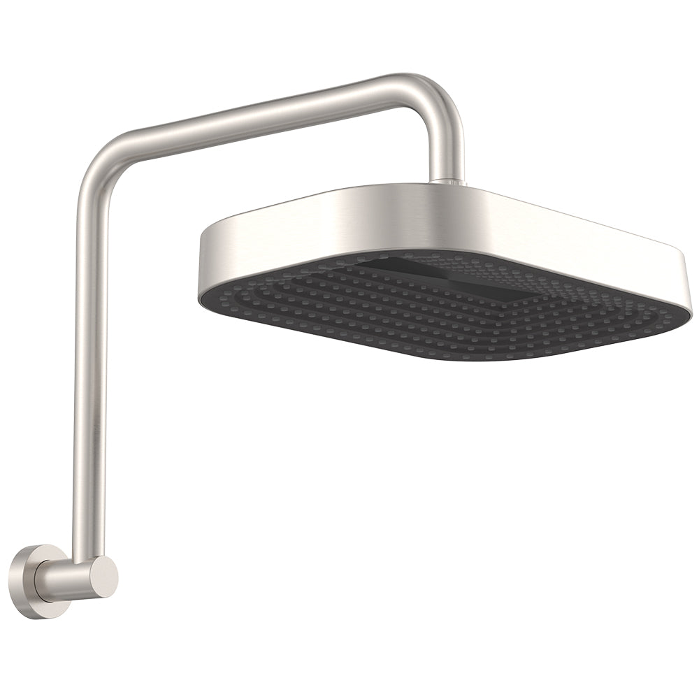Fienza Kuro Gooseneck Shower Arm Set, Soft Square Head, Brushed Nickel