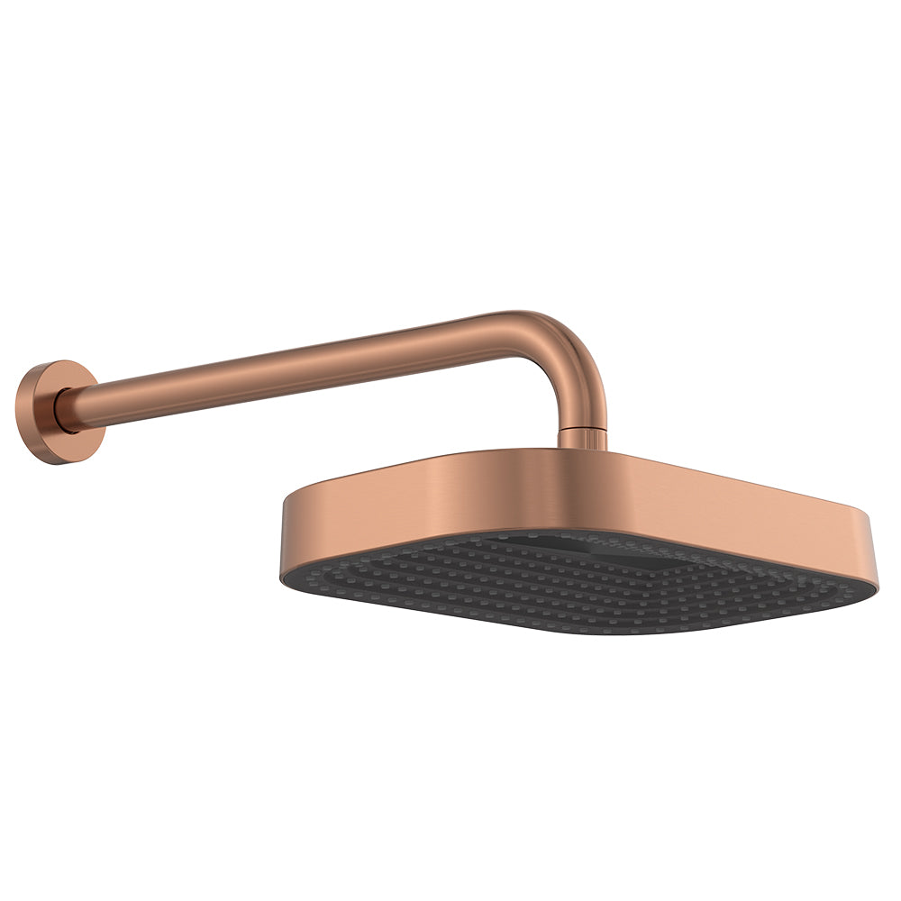 Fienza Kuro Shower Arm Set, Soft Square Head, Brushed Copper