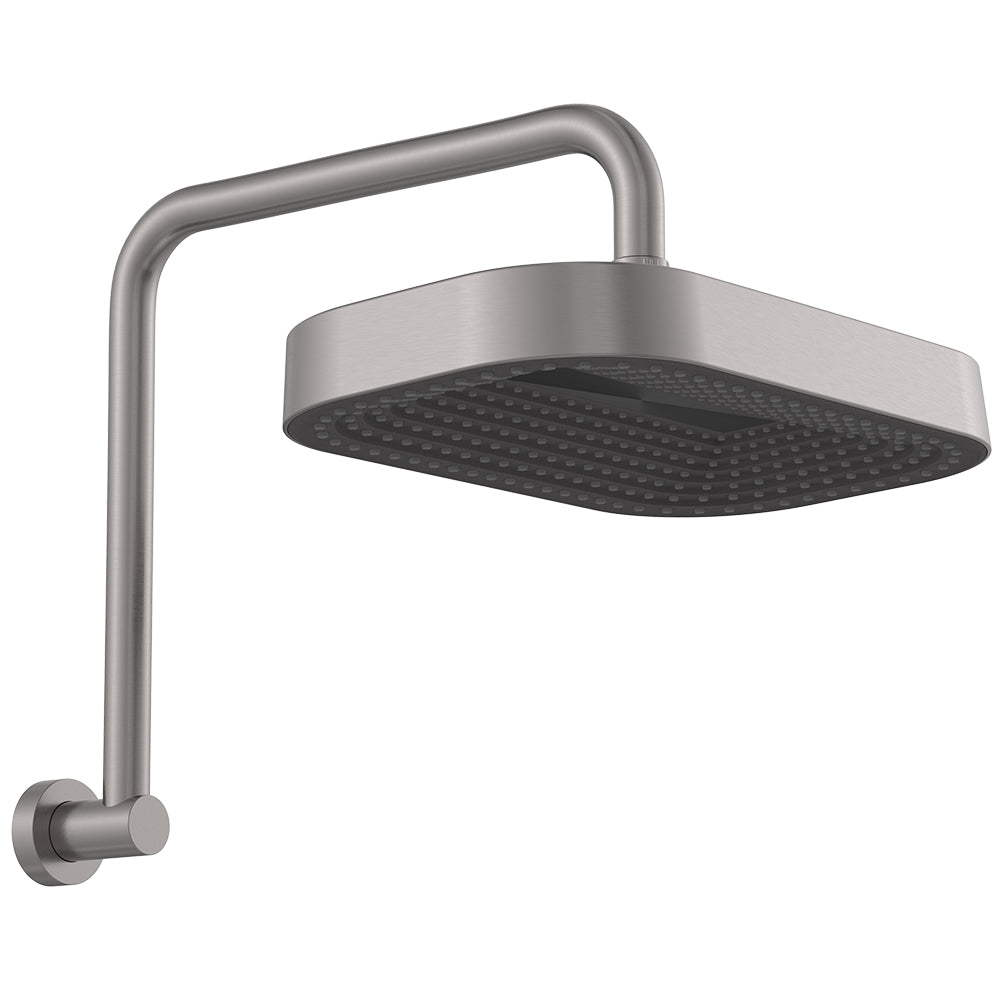 Fienza Kuro Gooseneck Shower Arm Set, Soft Square Head, Gun Metal