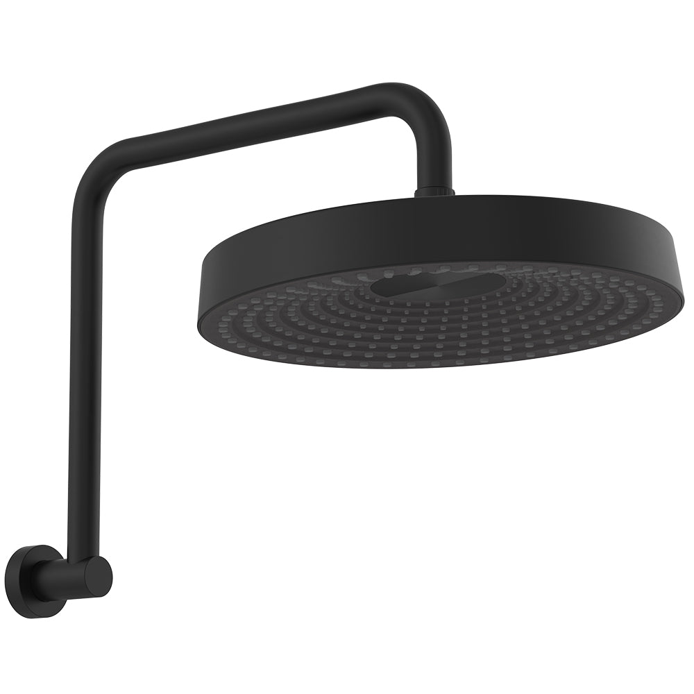 Fienza Kuro Gooseneck Shower Arm Set, Round Head, Matte Black