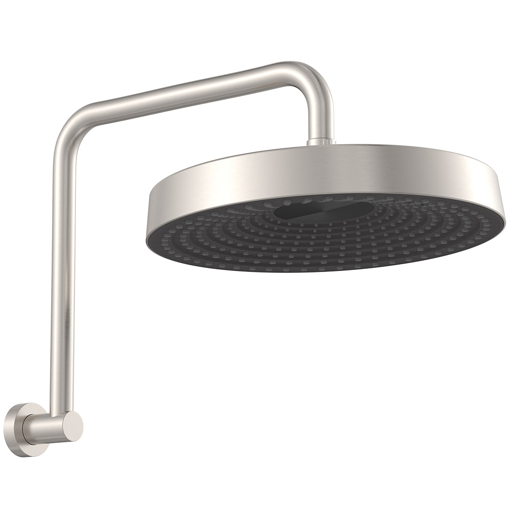 Fienza Kuro Gooseneck Shower Arm Set, Round Head, Brushed Nickel