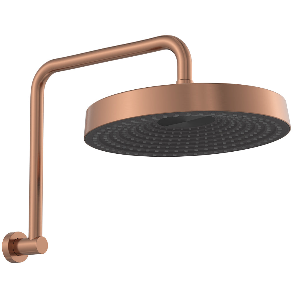 Fienza Kuro Gooseneck Shower Arm Set, Round Head, Brushed Copper