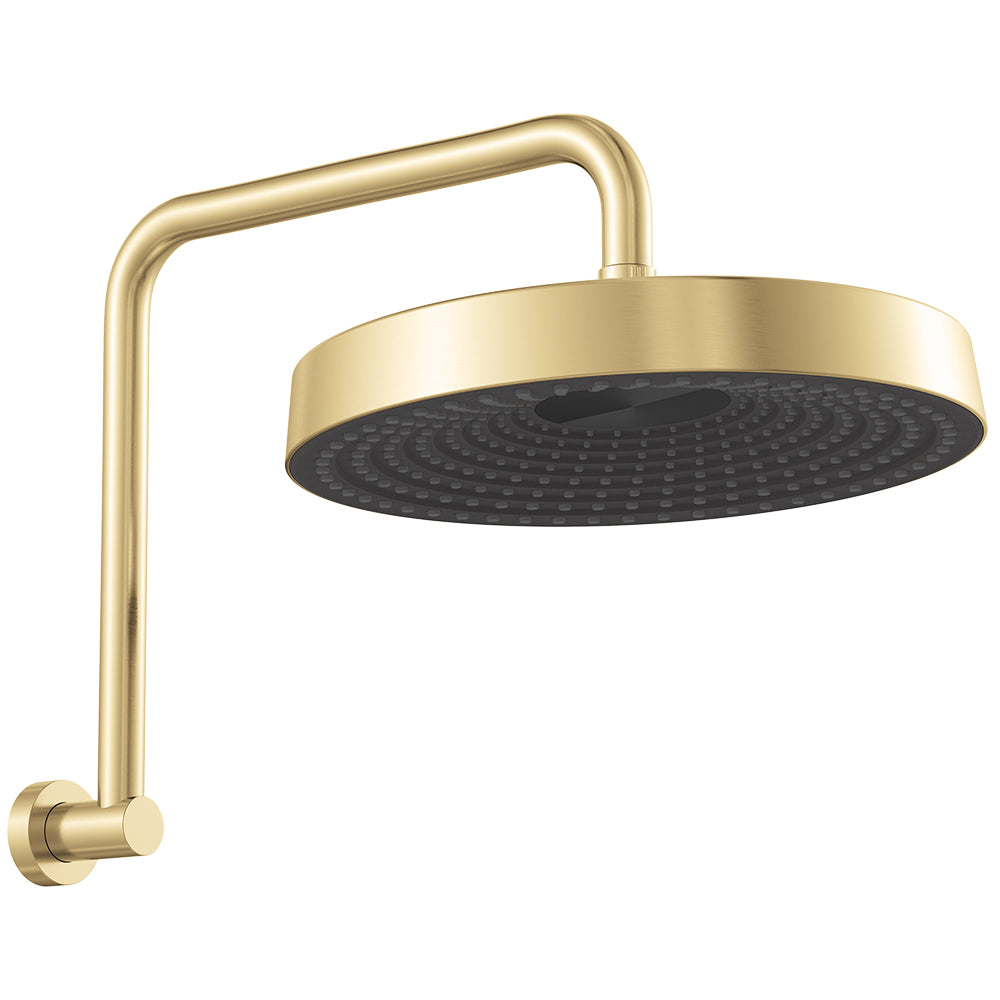 Fienza Kuro Gooseneck Shower Arm Set, Round Head, Urban Brass