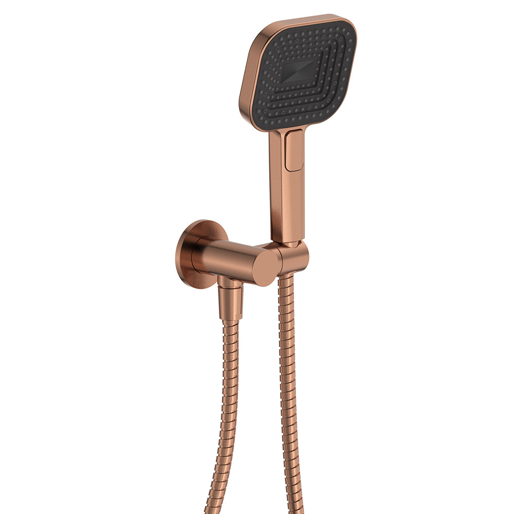Fienza Kuro Hand Shower, Round Plate, Soft Square Head, Brushed Copper