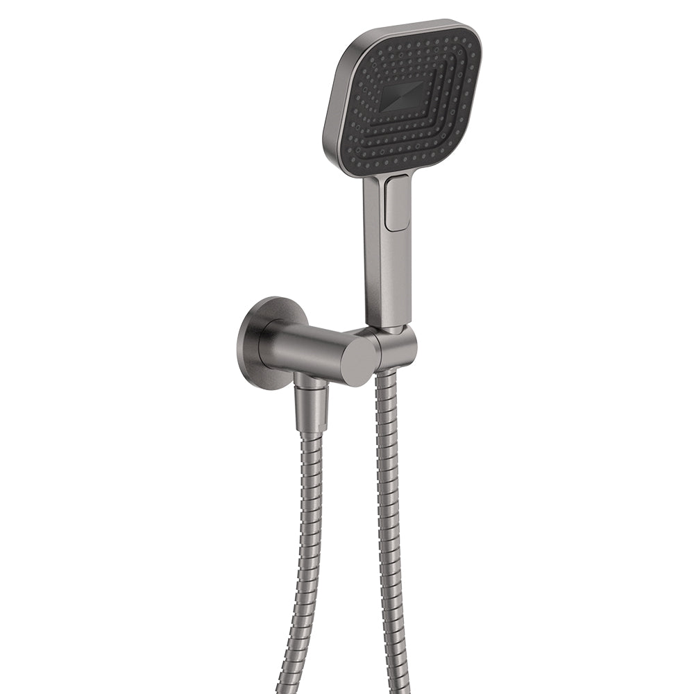 Fienza Kuro Hand Shower, Round Plate, Soft Square Head, Gun Metal