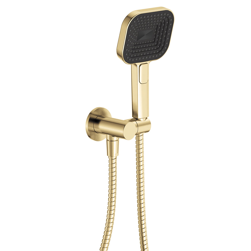 Fienza Kuro Hand Shower, Round Plate, Soft Square Head, Urban Brass