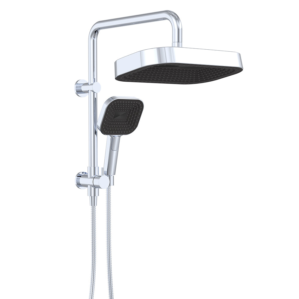 Fienza Kuro Twin Half-Rail Shower, Soft Square Head, Chrome