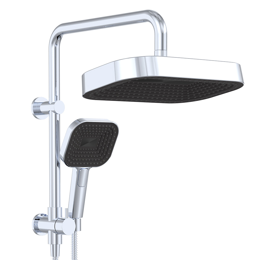 Fienza Kuro Twin Half-Rail Shower, Soft Square Head, Chrome