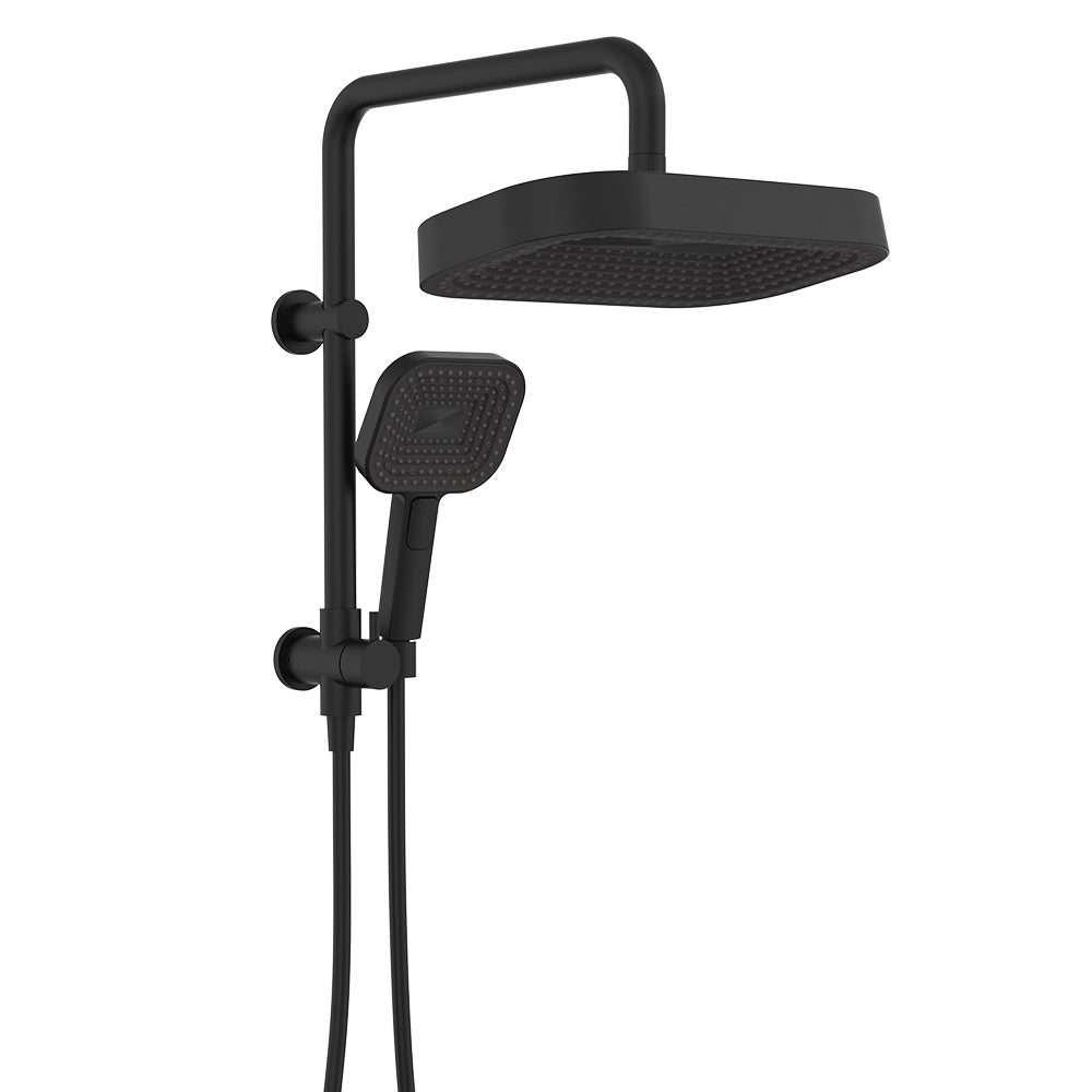 Fienza Kuro Twin Half-Rail Shower, Soft Square Head, Matte Black