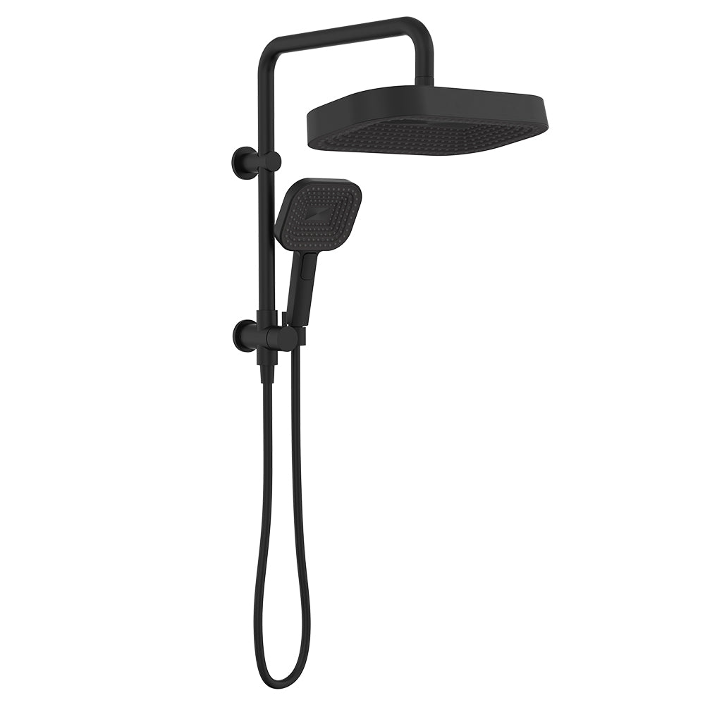 Fienza Kuro Twin Half-Rail Shower, Soft Square Head, Matte Black