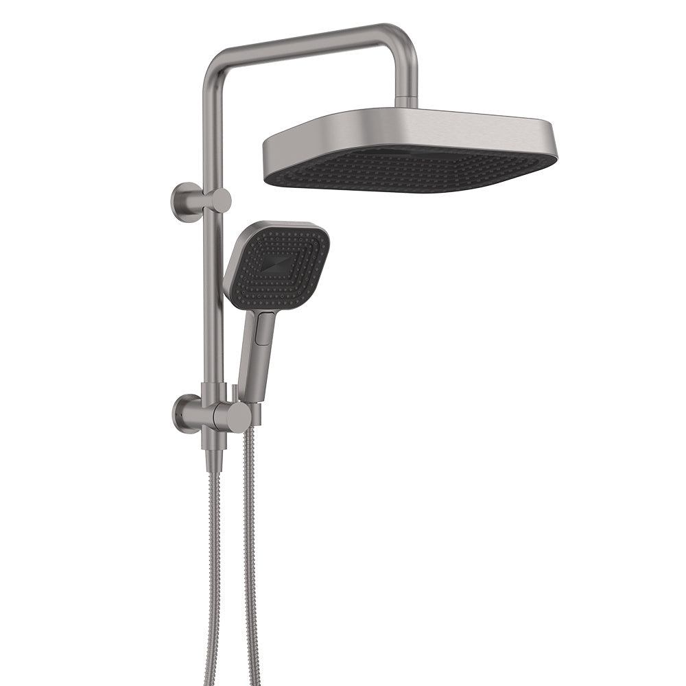 Fienza Kuro Twin Half-Rail Shower, Soft Square Head, Gun Metal