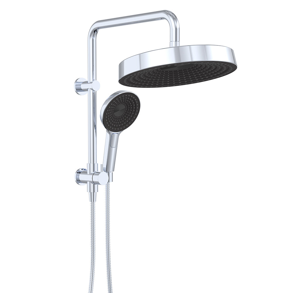 Fienza Kuro Twin Half-Rail Shower, Round Head, Chrome