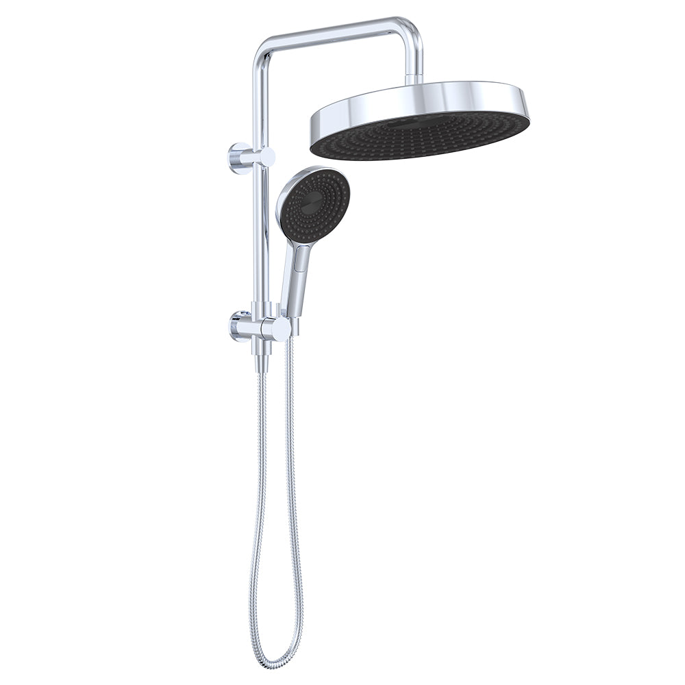 Fienza Kuro Twin Half-Rail Shower, Round Head, Chrome