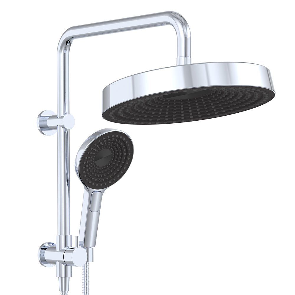 Fienza Kuro Twin Half-Rail Shower, Round Head, Chrome