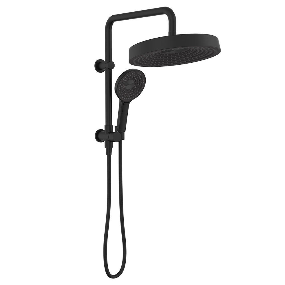 Fienza Kuro Twin Half-Rail Shower, Round Head, Matte Black