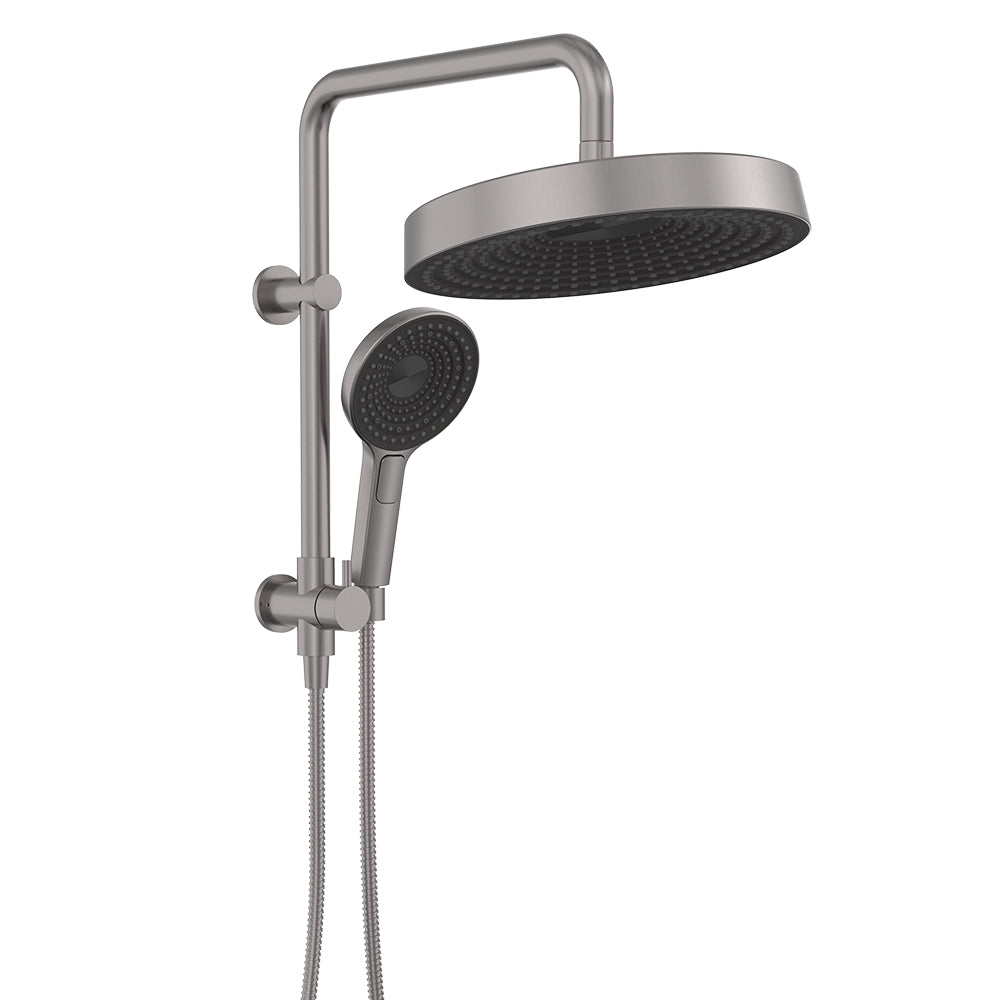 Fienza Kuro Twin Half-Rail Shower, Round Head, Gun Metal